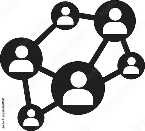 Social network or work networking icon with people and diagrams