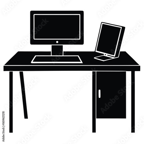 Interior designer element isolated workstation setup on white background