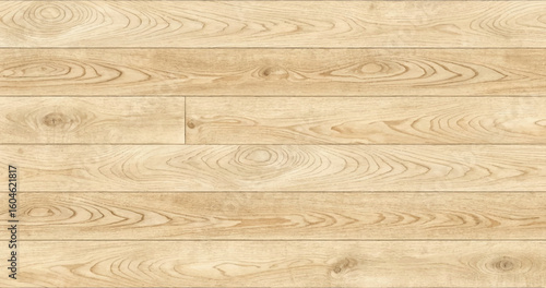 Detailed close up view of light brown wooden floorboards texture background pattern