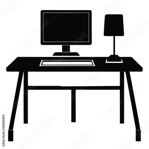 Interior designer element isolated workstation setup on white background