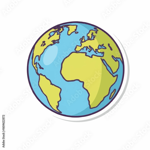 Illustration of a colorful globe showing continents and oceans  