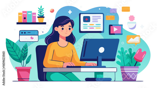 business woman working in office