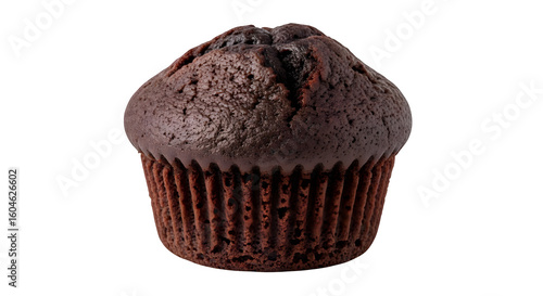 A single chocolate muffin isolated against a black background    .ai generative, transparent background, white background. isolated on white background