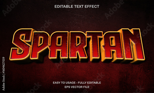 Spartan editable text effect with bold red black warrior movie text style