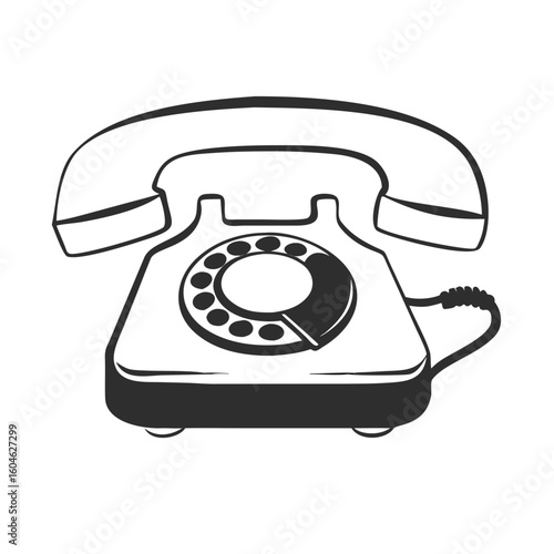 Vintage rotary dial telephone with handset