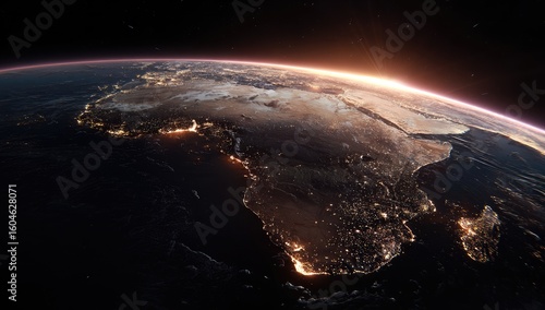 Earth's southern Africa illuminated at dawn