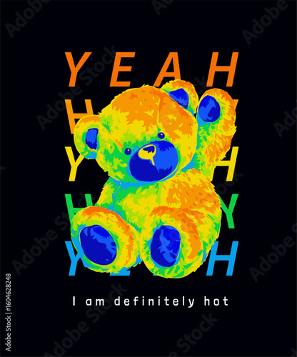 bear doll colorful inverted color on yeah background vector illustration