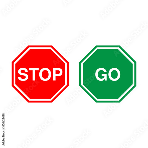 Red stop and green go sign isolated vector template