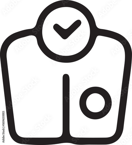 Black outline of a scale with a checkmark weighing scale