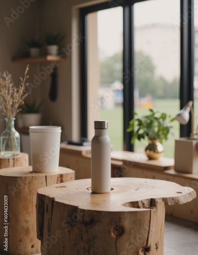 Green technology exhibition setup featuring eco-friendly products and decor