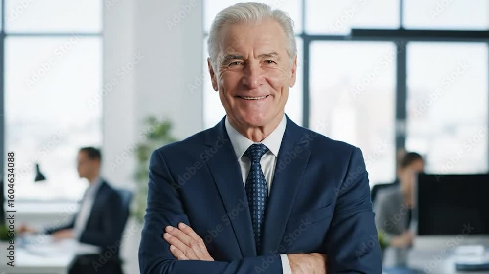 Businessman, portrait, and smile with arms crossed, generated with AI Businessman, portrait, and smile with arms crossed, generated with AI