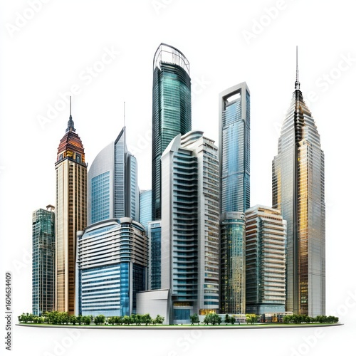 Group of asian buildings architecture skyscraper modern.