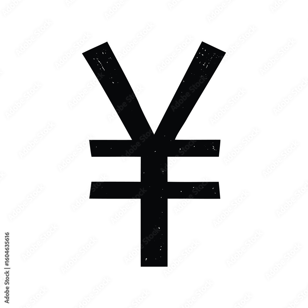 Fototapeta premium Distressed Black Japanese Yen Symbol on White Background for Financial Design