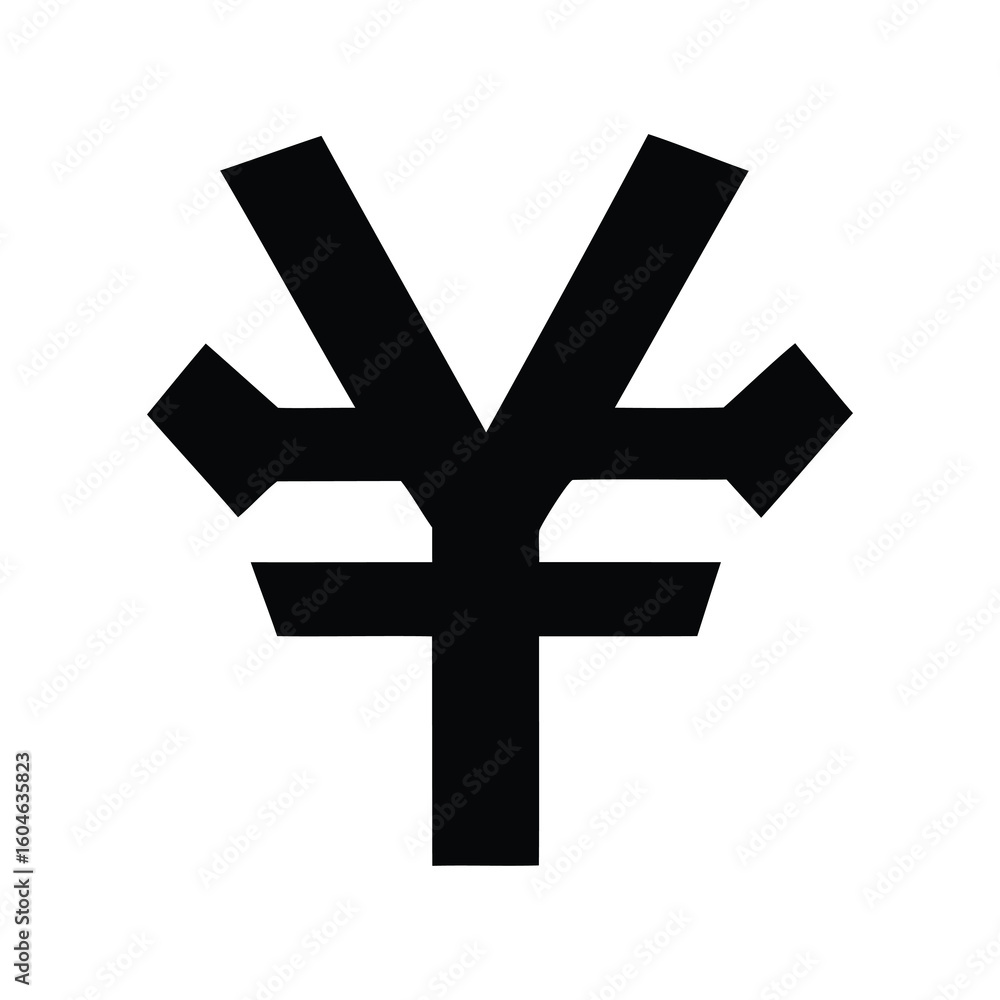 Obraz premium Black and white image of the Japanese Yen or Chinese Yuan currency symbol