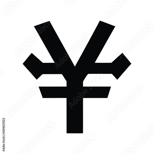 Black and white image of the Japanese Yen or Chinese Yuan currency symbol