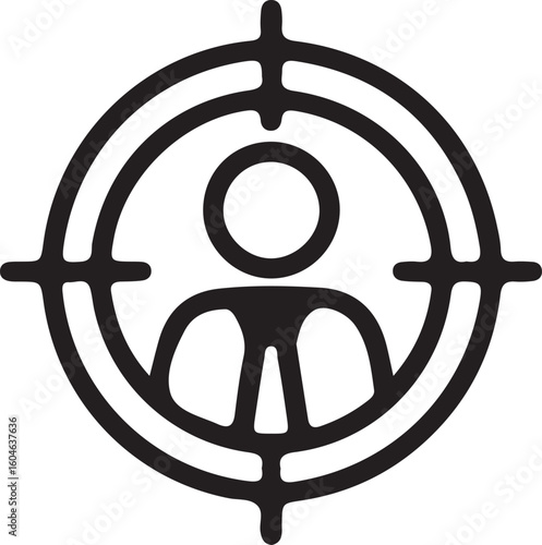 Person icon in crosshairs target symbol focus