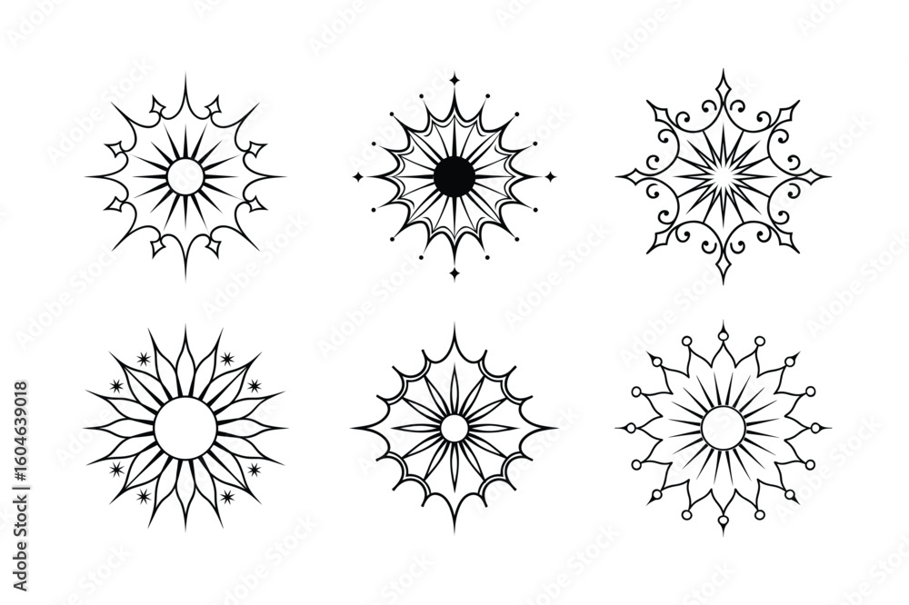 Obraz premium black and white flower icons