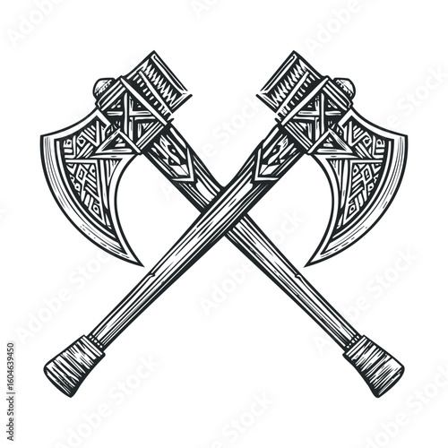 Celtic design axes crossed for fantasy artwork and themed events