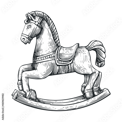 Vintage wooden rocking horse ideal for childrens playroom decor