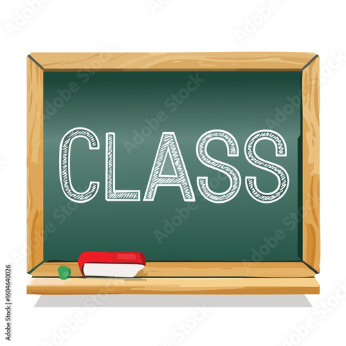 Chalkboard Writing of the Word ‘CLASS’ – Handwritten White Chalk Text on Black Board, School Theme, Education Concept, Vintage Blackboard Texture, Isolated Design for Learning Visuals