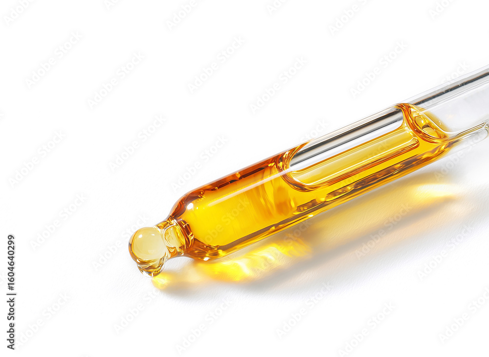 Naklejka premium glass pipette of serum on white background 