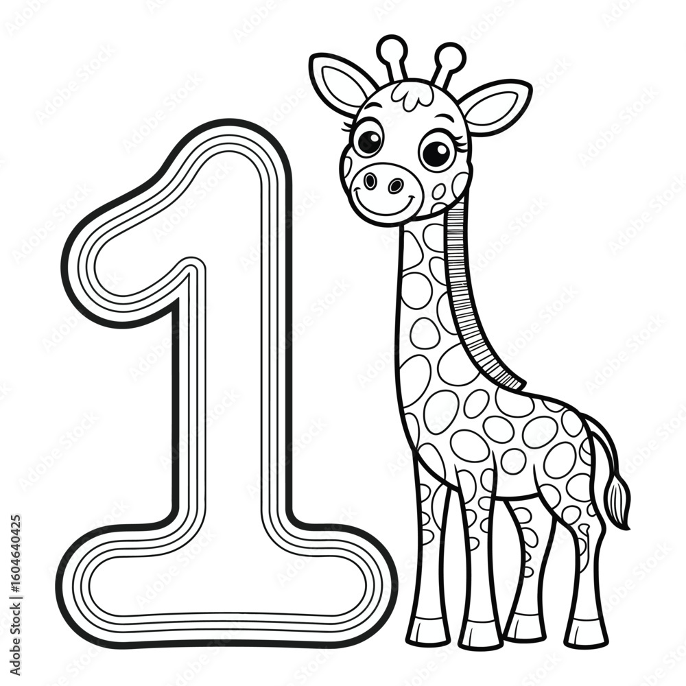 Fototapeta premium giraffe cartoon illustration hand drawn
