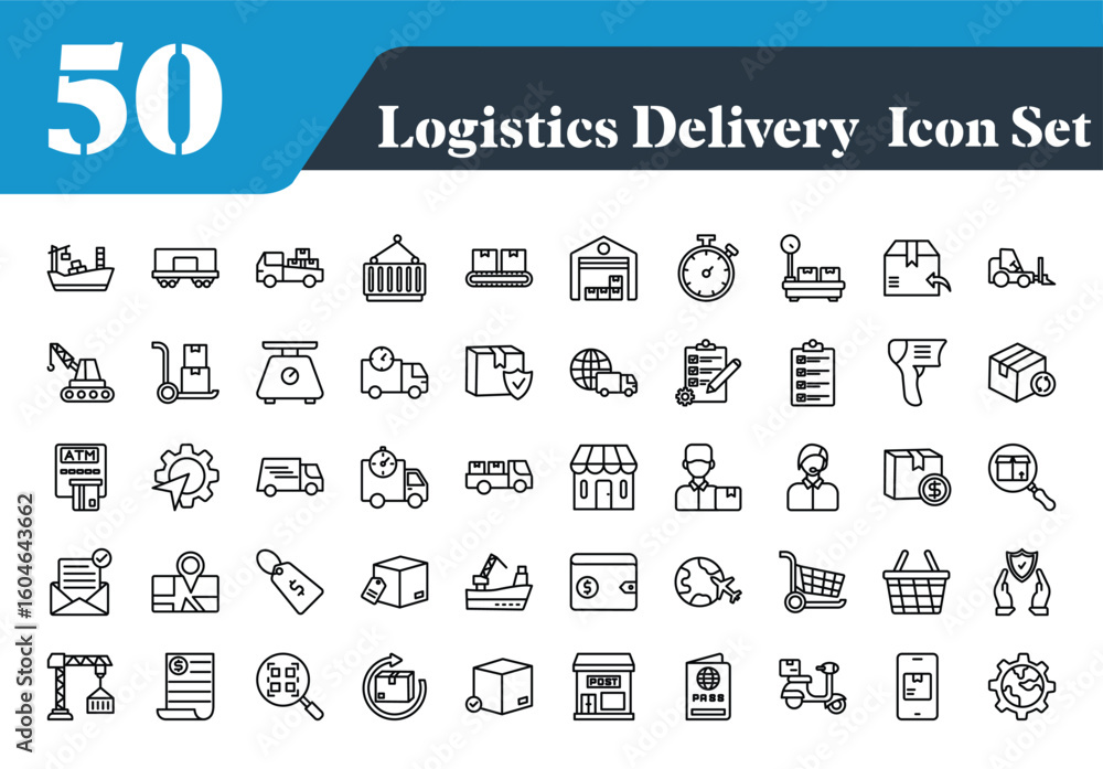 Naklejka premium Logistics Delivery Pack with Banner Stroke