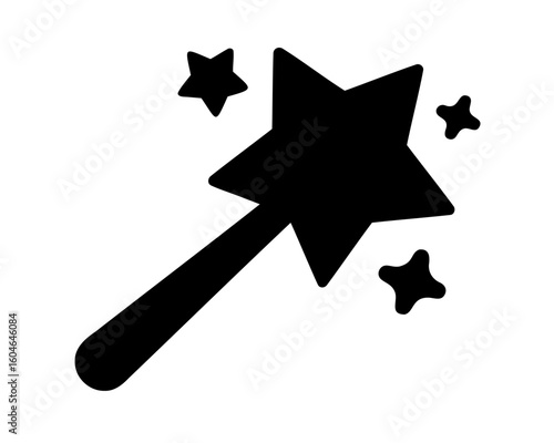 Magic wand silhouette, magic wand icon. Vector illustration