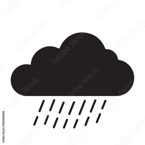 Black cloud with rain vector illustration, weather icon