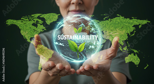 Sustainability environment ecology esg business concept responsibility earth globe world plant nature green growth investment future development strategy innovation corporate