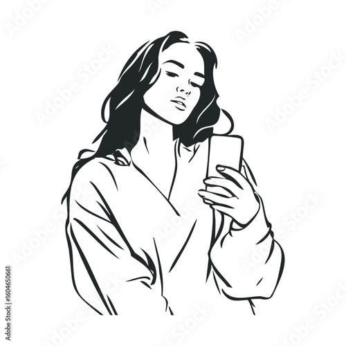 Self portrait concept with smartphone for social media engagement