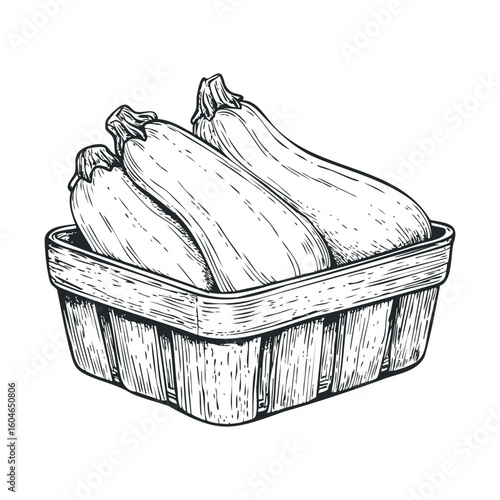 Fresh zucchini in a wooden basket for healthy cooking