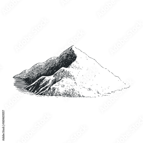 Illustration of a mountain of sand with detailed texture and shading