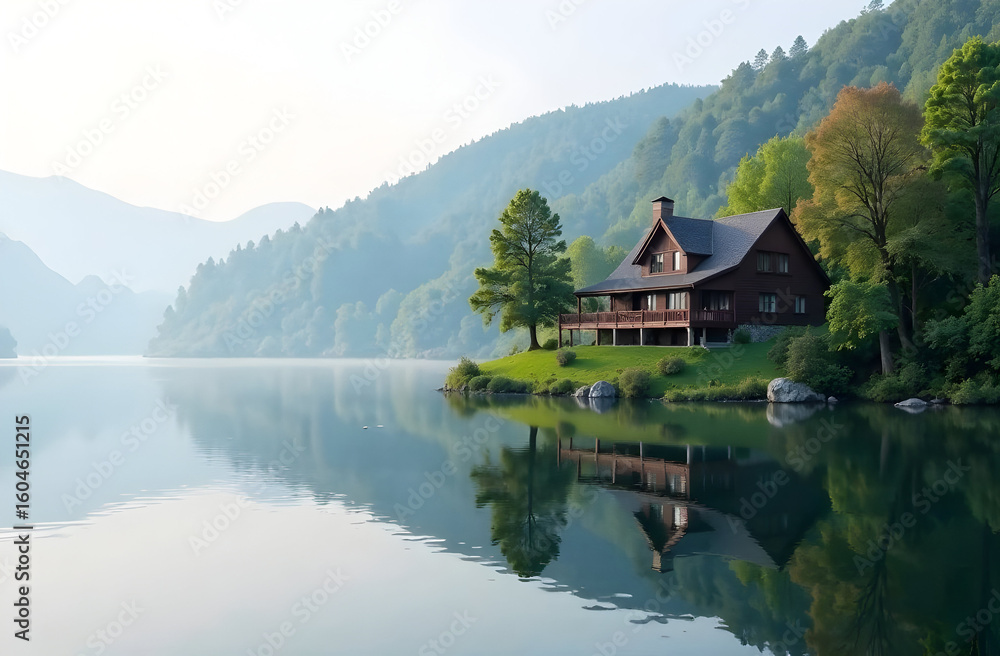 Fototapeta premium Small house on the lake