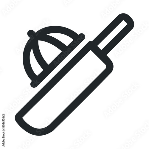 Cricket bat and hat symbol for sports enthusiasts and fans