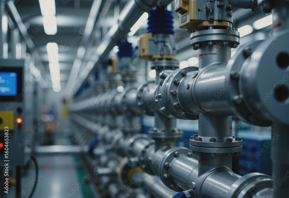 Fototapeta premium Industrial water treatment system purifying manufacturing process water