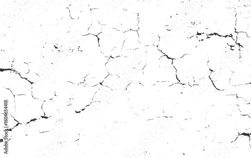 Scratched and Cracked Grunge Urban, Surface cracks and fissures in ground. White, black grey wall, floor with pattern and cracks, transparent background.