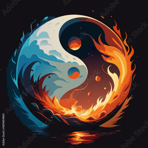 Yin and Yang with Fire and Water – Elemental Balance Concept