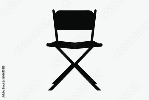 Dramatic Directors Chair Silhouette on White Background Perfect for Creative Projects and Design Elements