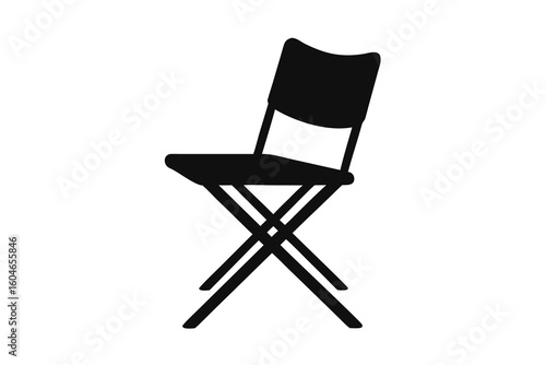 Simple Black Folding Chair Icon Isolated on White Background Design Element or Furniture Signage Illustration