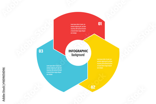 Business Infographic Chart Template Venn Diagram 3 Options Presentation Steps with Vector Illustration. Venn Diagram Elements