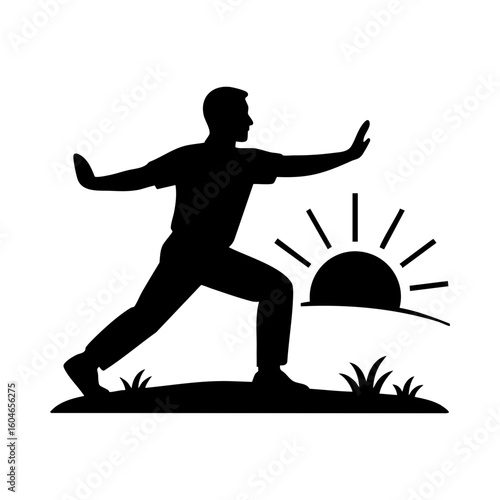 Man Practicing Tai Chi at Sunrise Icon