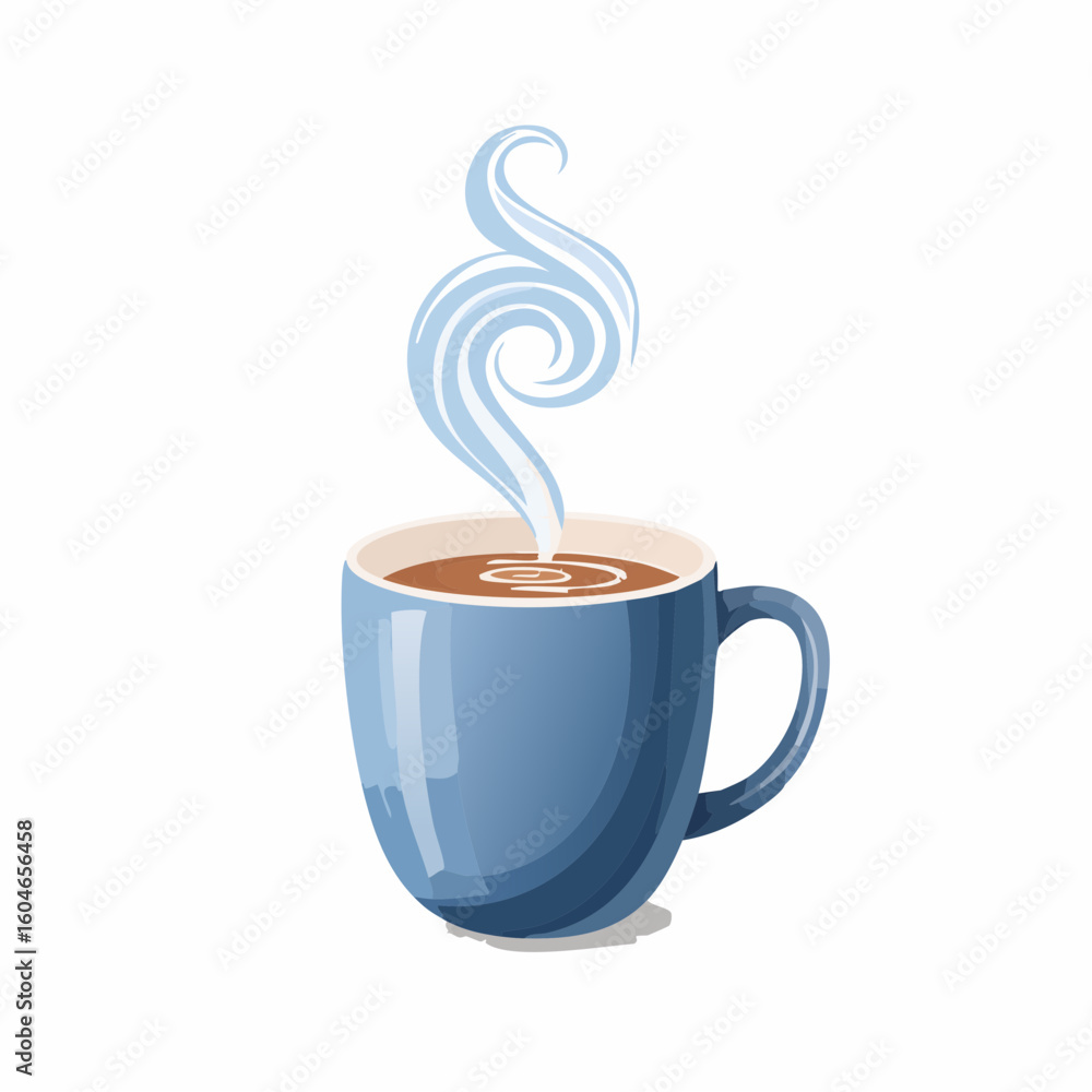 Obraz premium Mug with rising steam swirl – Ceramic mug emitting a whimsical, spiraling steam trail. 