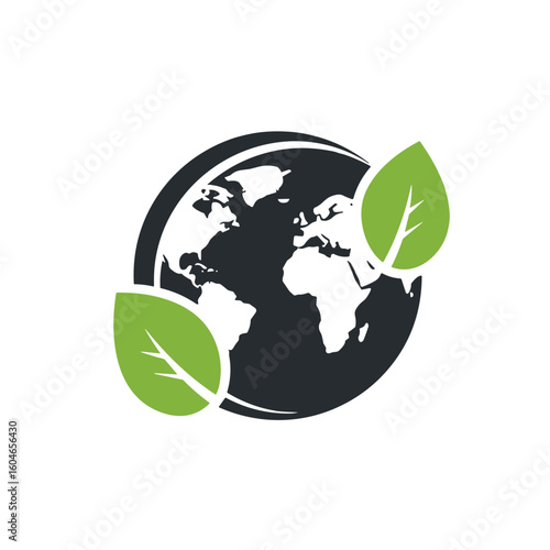 Earth globe with green leaves symbolizing environmental care  