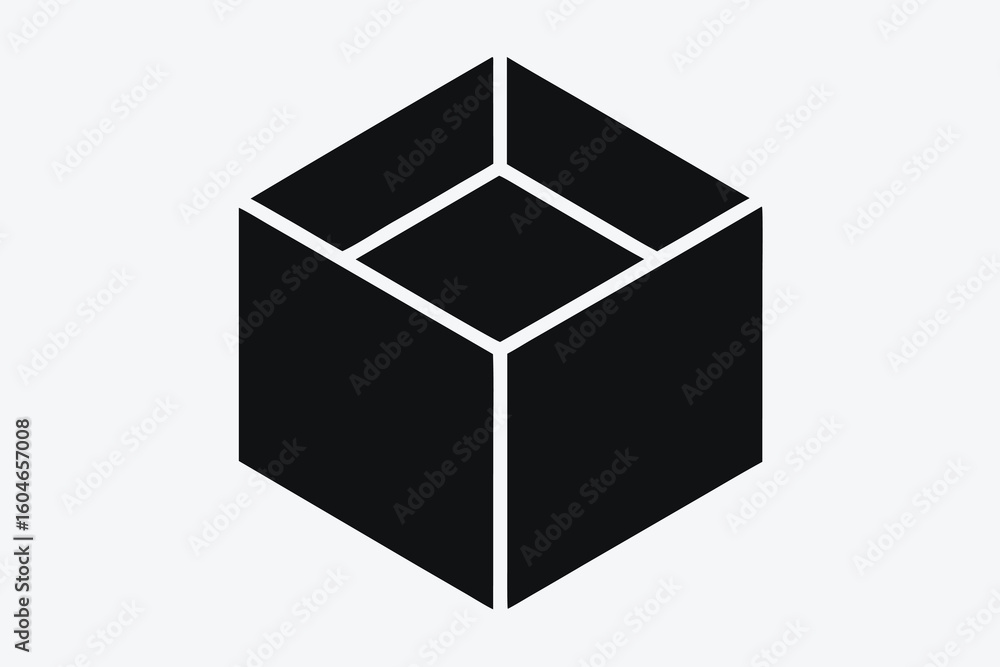 Abstract Black Box Illustration on White Background Modern Geometric Design Minimalist Style Graphic Representation Packaging Concept Unopened Present Mystery Object Design Element Abstract Black Box Illustration on White Background Modern Geometric Design Minimalist Style Graphic Representation Packaging Concept Unopened Present Mystery Object Design Element