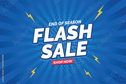 Flash Sale Poster Design with 3D Text on Blue Background – Lightning Icon Special Offer Banner for Promotions & Social Media