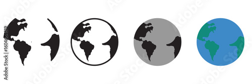 World Globe Icon Set – Earth Symbol, Global Map Vector, International Planet Design