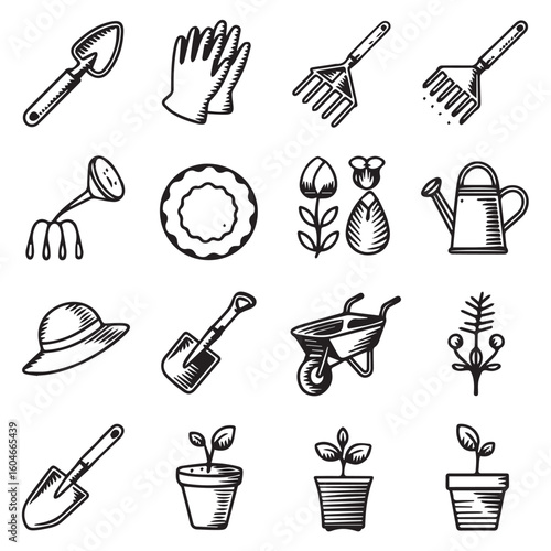 Essential gardening tools and plants for a vibrant garden project