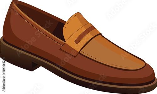 Classic brown leather loafer shoe vector