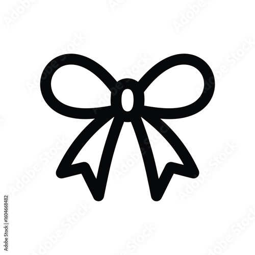 Simple hand drawn black outline of a bow tie on a white background